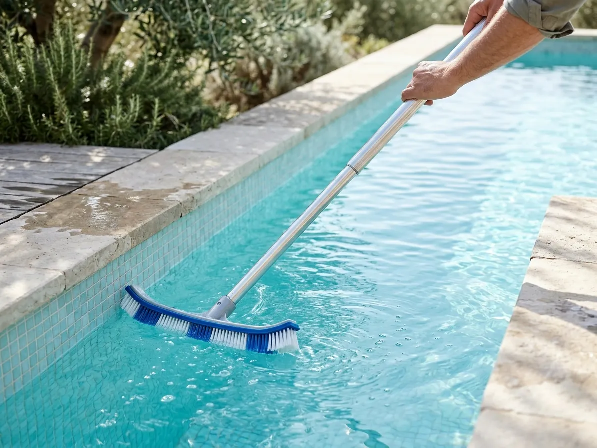 Spazzola per piscina che pulisce la parete sotto la linea d'acqua
